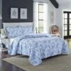 Laura Ashley Brighton 100% Cotton Reversible Quilt Set Home Comforters & Quilts