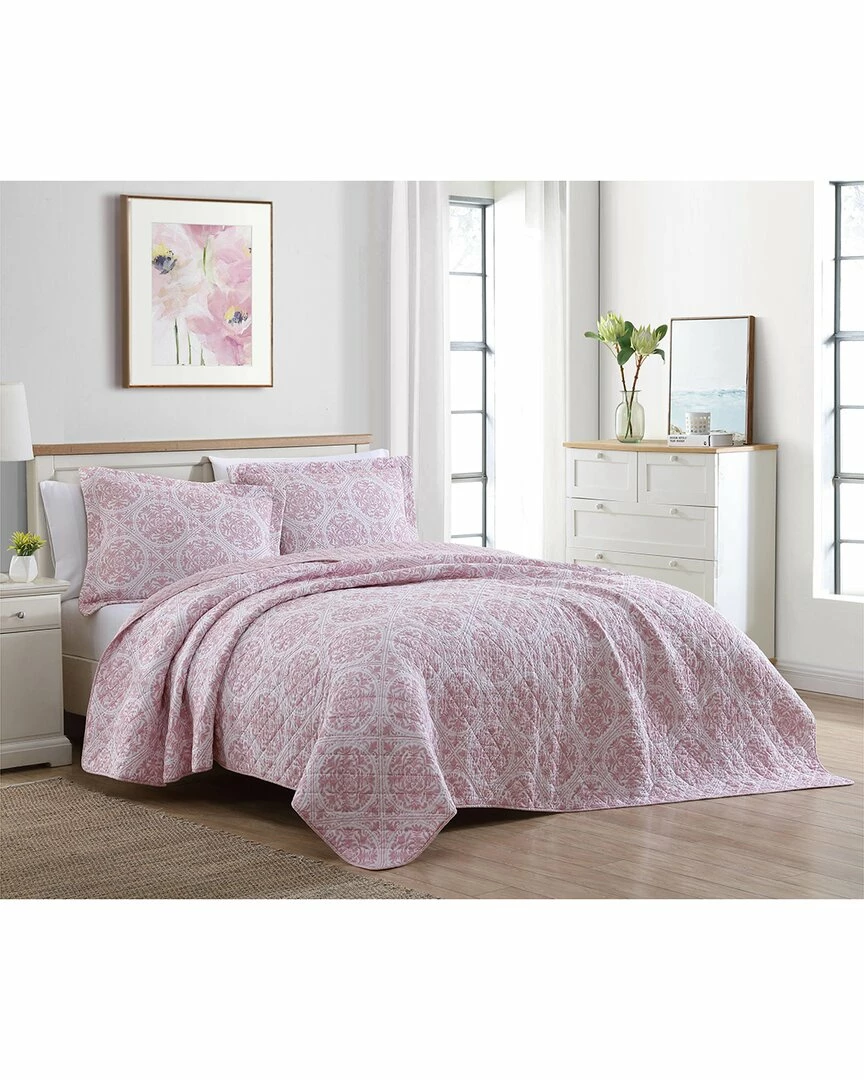 Laura Ashley Ayla 3Pc Rose Quilt Set Home Comforters & Quilts