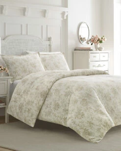 Laura Ashley Faye Toile Flannel Duvet Cover Set Home Duvet Inserts & Duvets