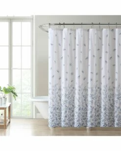 Laura Ashley Flora Cotton Twill Shower Curtain Home Bath Mats & Curtains