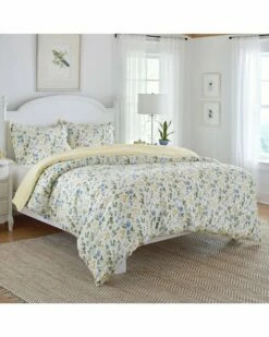 Laura Ashley Meadow Floral 100% Cotton 300 Thread Count Sateen Duvet Cover Set Home Duvet Inserts & Duvets