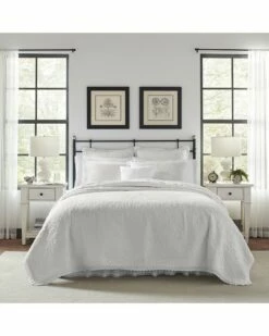 Laura Ashley Heirloom Crochet Of Cotton Reversible Quilt Set Home Comforters & Quilts