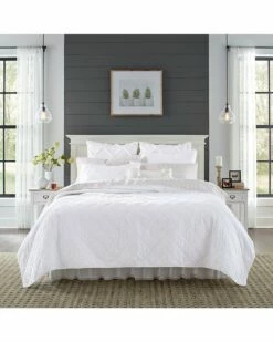 Laura Ashley Cyndie Solid Cotton Reversible Quilt Set Home Comforters & Quilts