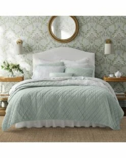 Laura Ashley Solid Diamond Stitch Velvet Reversible Quilt Set Home Comforters & Quilts