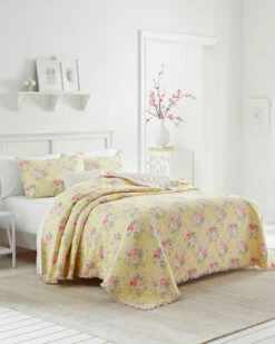 Laura Ashley Melany Yellow Quilt Home Comforters & Quilts