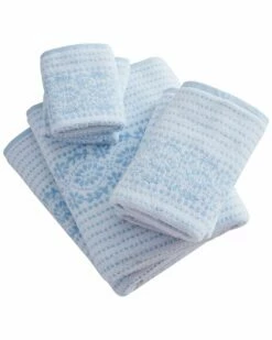 Laura Ashley Forever Eyelet 6Pc Blue Towel Set Home Bath Towels