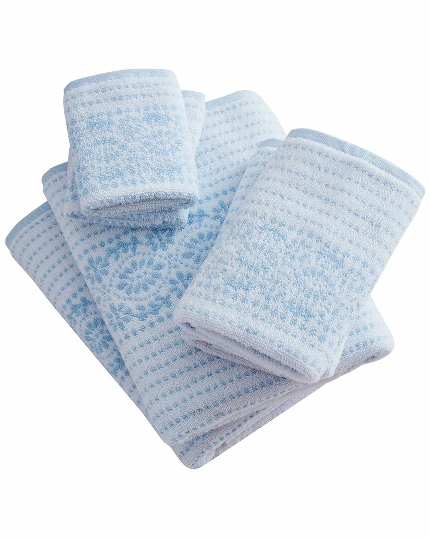 Laura Ashley Forever Eyelet 6Pc Blue Towel Set Home Bath Towels