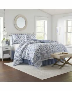 Laura Ashley Veronique 4Pc Blue Comforter Set Home Duvet Inserts & Duvets