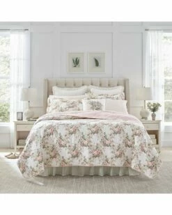 Laura Ashley Joyce 100% Cotton Reversible Quilt Set Home Comforters & Quilts