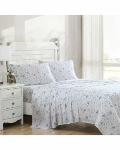 Laura Ashley Garden Muse 100% Cotton 300 Thread Count Sateen Sheet Set Home Sheets