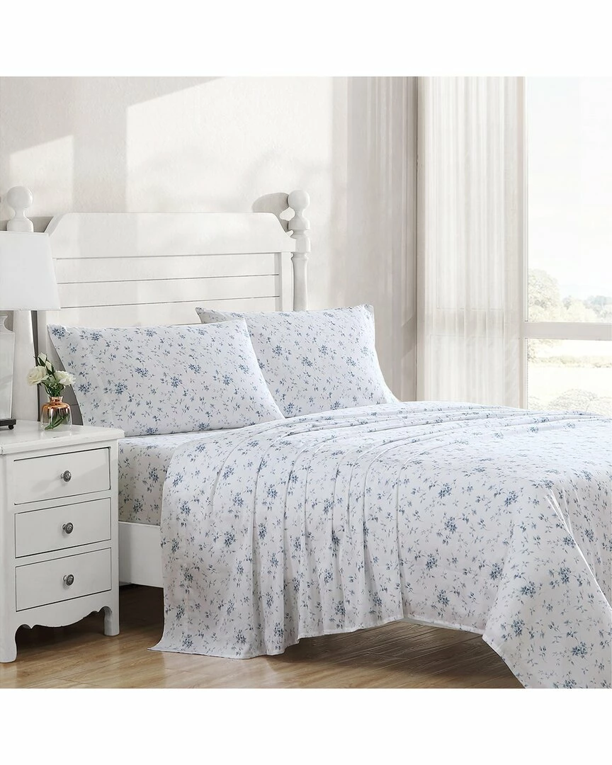 Laura Ashley Garden Muse 100% Cotton 300 Thread Count Sateen Sheet Set Home Sheets