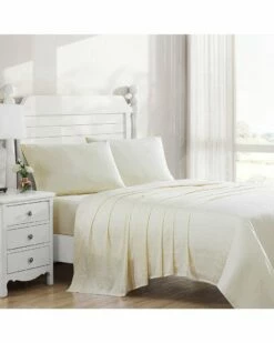 Laura Ashley Serendipity Gingham 100% Cotton 300 Thread Count Sateen Sheet Set Home Sheets