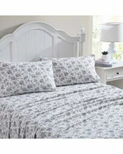 Laura Ashley Faye Toile Cotton Flannel Sheet Set Home Sheets