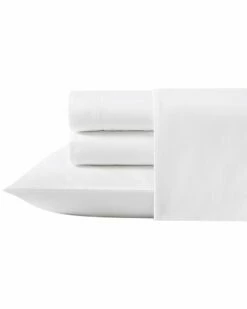 Laura Ashley Solid 100% Cotton 400 Thread Count Percale Sheet Set Home Sheets