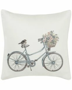 Laura Ashley Bicycle Dusty Blue Throw Pillow Home Decorative Pillows